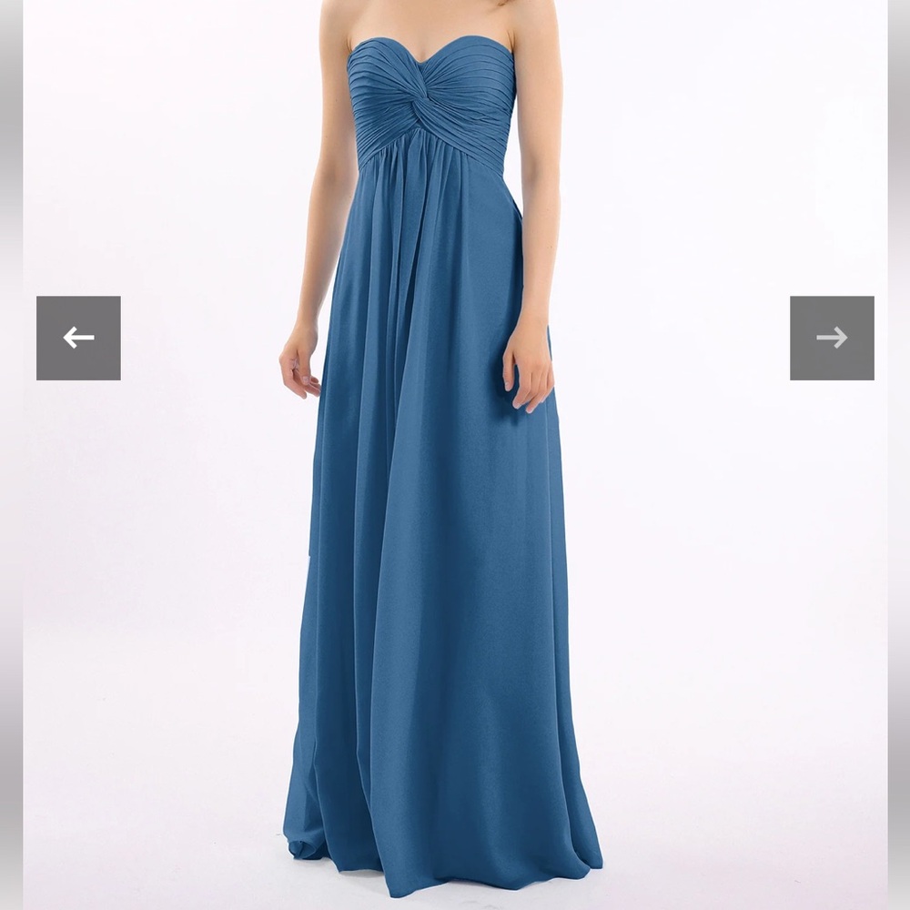 NWT Babaroni Antonia ink blue Strapless Empire Chiffon Dress size 8